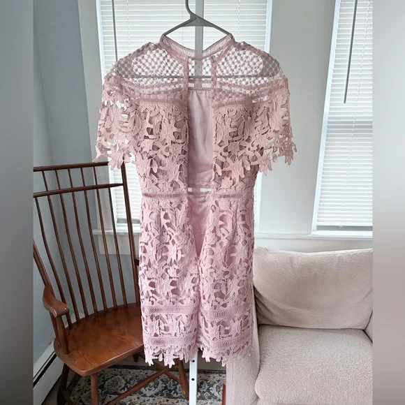 Chi Chi London Blush Pink Crochet Lace Midi Dress size 2 - Picture 5 of 9